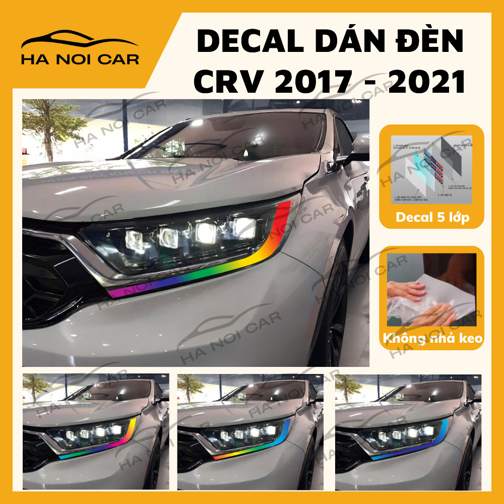 Tem dán đèn CRV 2017 - 2022(2 bên), Decal dán đổi màu đèn CRV 2017 - 2022 ,Tem decal 3 lớp không pha