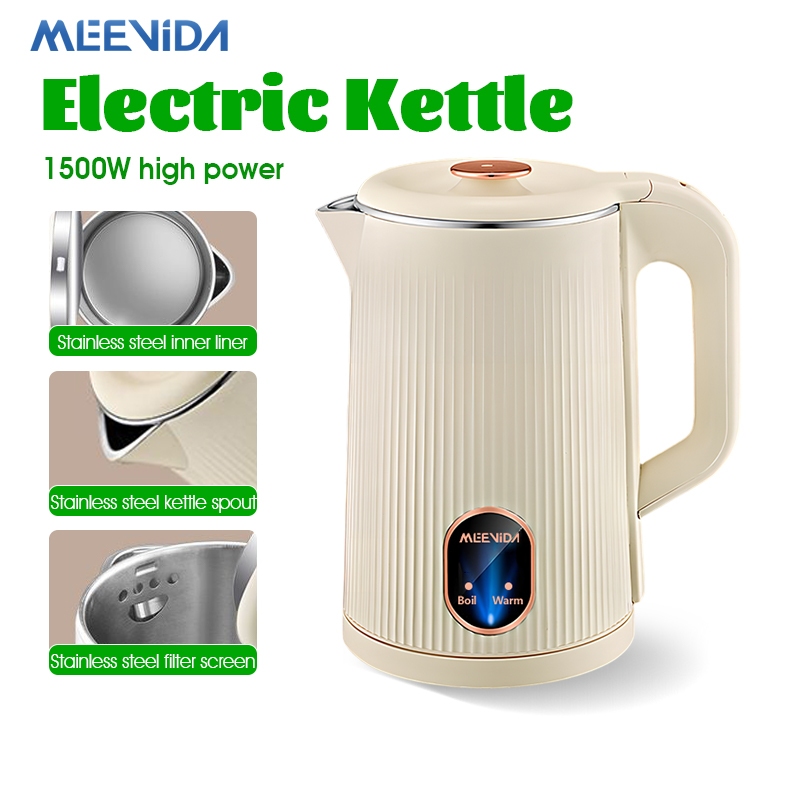 MEEVIDA Ấm Điện Siêu Tốc 1.8L,Đun Sôi Cực Nhanh,Công Suất 1500W-Tự Ngắt Thông Minh An Toàn Tiện Lợi