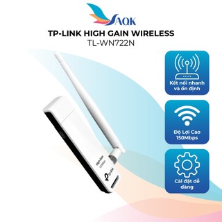 USB Wifi 150Mbps TP-Link High Gain Wireless TL-WN722N - Hàng chính hãng