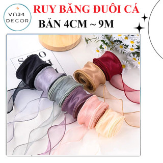 CUỘN RUY BĂNG ĐUÔI CÁ trang trí, ruy băng voan viền sóng biển trang trí bánh sinh nhật, bó hoa