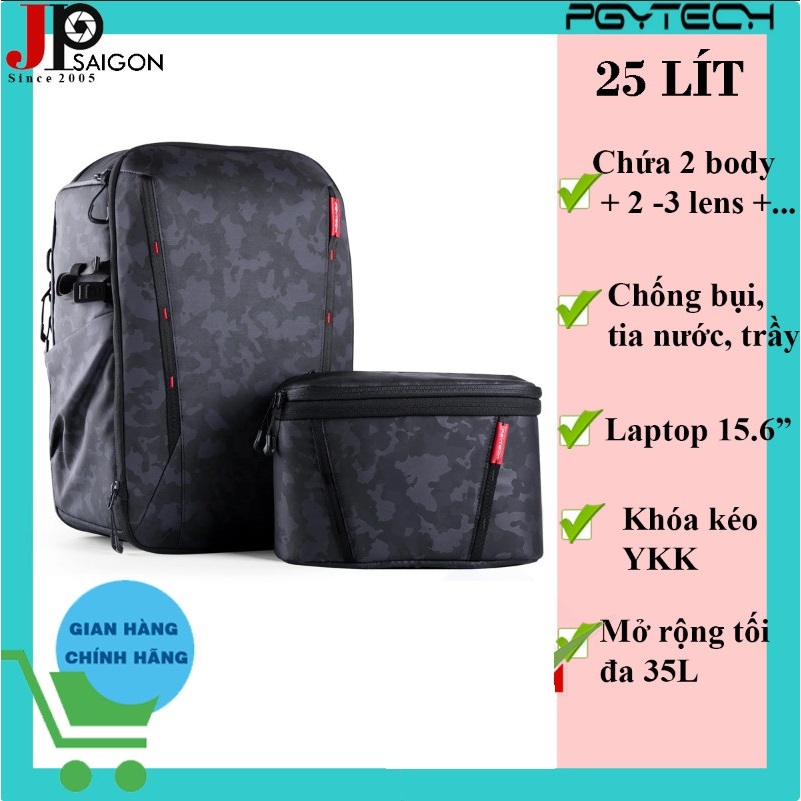 BALO MÁY ẢNH PGYTECH ONEMO 2 25L + TÚI ĐEO CHÉO,MÀU OLIVINE CAMO