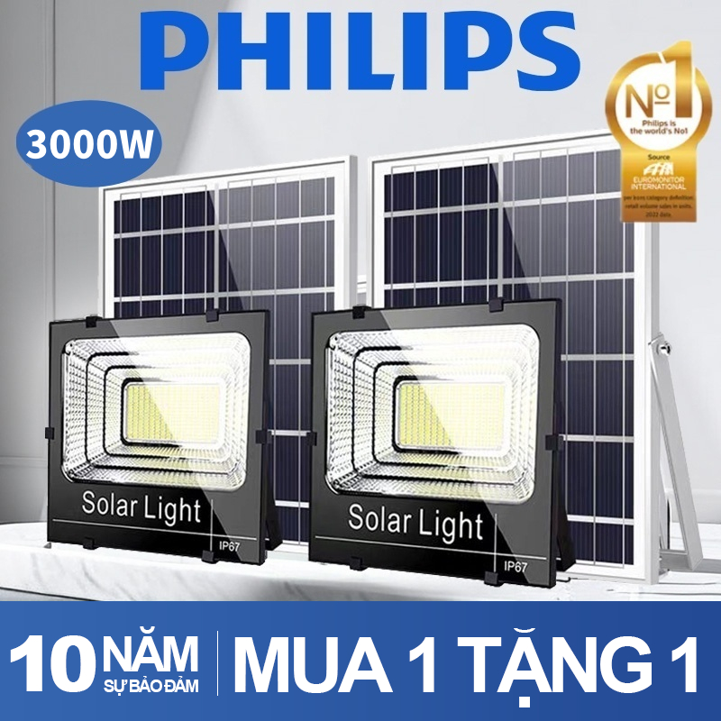 （Mua 1 tặng 1）PHILIPS 3000W  Đèn Năng Lượng Mặt Trời Siêu Sáng led Đèn cảm biến ngoài trời đường năng đèn IP67 chống nướ