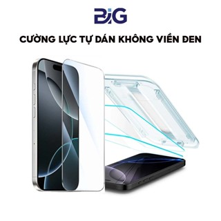  Kính Cường Lực Trong Suốt Không Viền Đen Khung Tự Dán BIG Dùng Cho Ip X-11-12-13-14-15-16-Dẻo Khó Mẻ Viền 