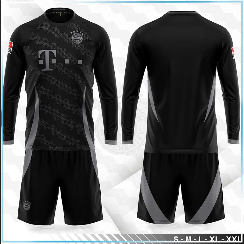 Áo Đá Banh Nam Nữ CLB Bayern Munich Đen Dài Tay 2025 - Đồ Đá Banh Nam Nữ Cao Cấp