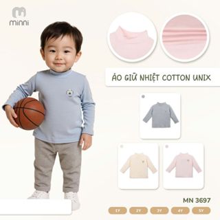 Áo giữ nhiệt cho bé gái bé trai Minni Ualarogo 1-5 tuổi vải Cotton Unix mềm mại co giãn ấm áp 3697