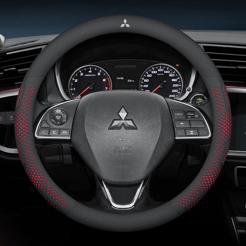 Bọc Vô Lăng Da Nappa 3D Vân Tổ Ong Vân Carbon Xe Mitsubishi