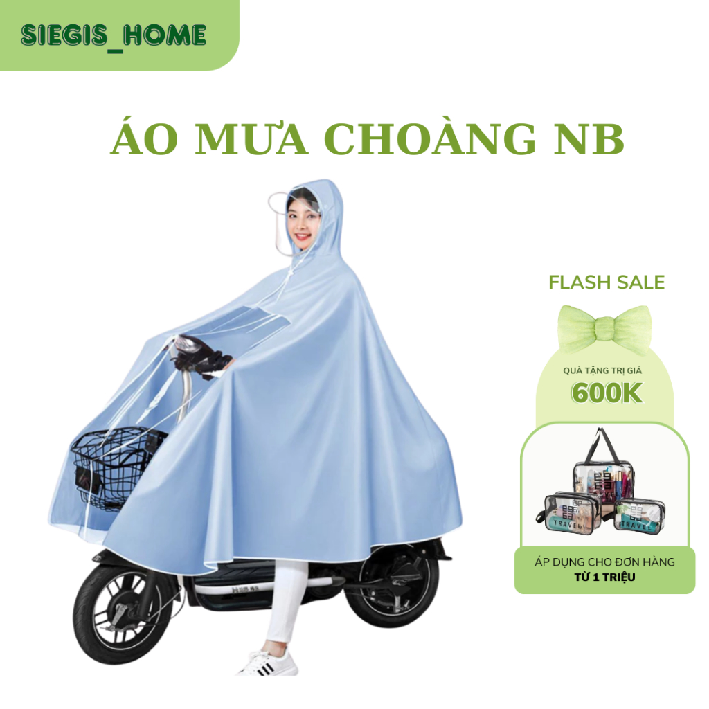 Áo mưa choàng đi xe máy che phủ toàn thân dễ dàng sử dụng điện thoại