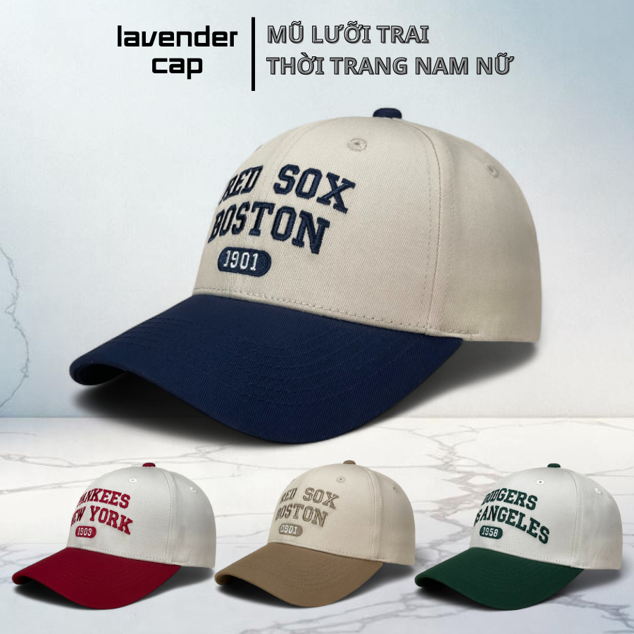 Nón mũ lưỡi trai nam nữ MLB NY, LA, Boston phong cách thời trang Hàn Quốc chính hãng full box