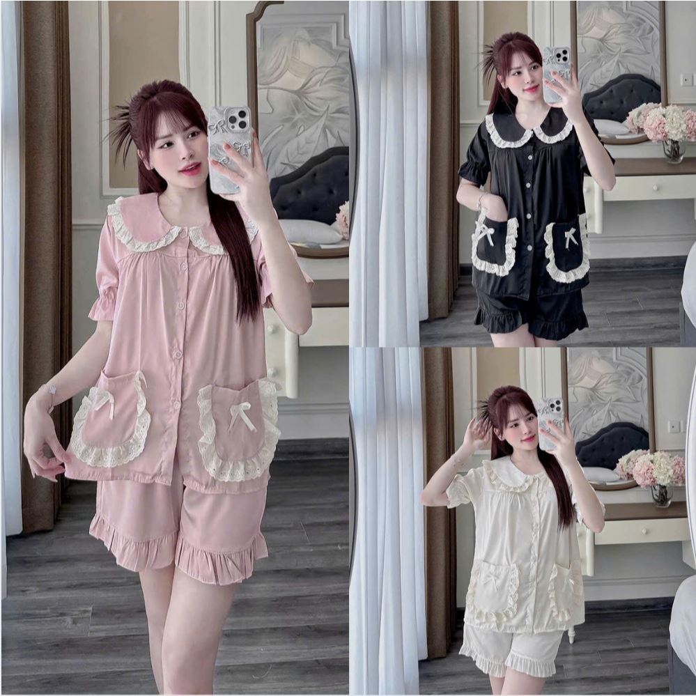 Bộ Ngủ Mặc Nhà JUSOKA lụa Latin cao cấp Siêu Xinh LT20 Dễ Thương Dành Cho Nữ - Quần Áo Ngủ