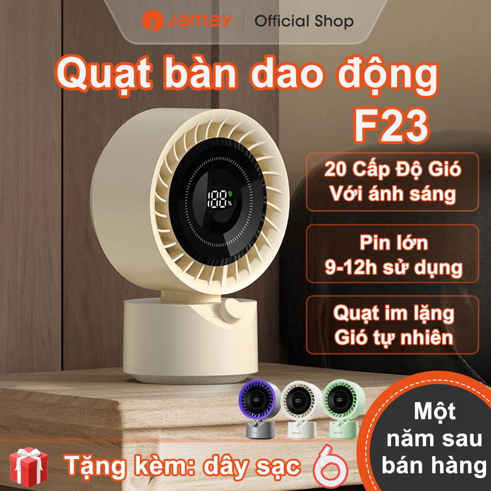 JAMAY Quạt bàn di động Quay tự động 100tốc độ Màn hình kỹ thuật số LED quạt turbo có thể điều chỉnh Đèn chiếu sáng F23 A | BigBuy360 - bigbuy360.vn