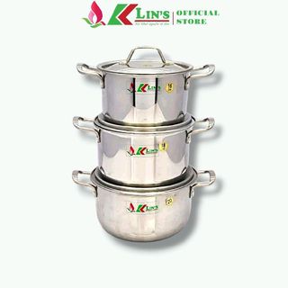 BỘ 3 NỒI INOX CAO CẤP 16CM-18CM-20CM