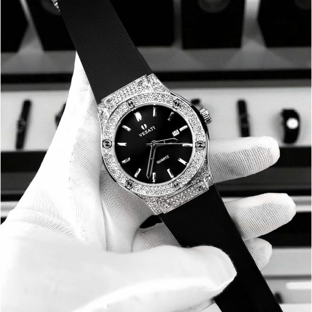 Đồng Hồ Thời Trang Nam Nữ Versati Có Kháng Nước, Đồng Hồ HB Đính Đá Nam Kiểu Dáng Cực Đẹp,(Bảo Hành Máy 12th)