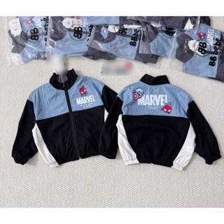  Áo Khoác Cho Bé Trai Áo Gió Người Nhện Marvel Siêu Anh Hùng Spiderman Màu Xanh Đen Phối Túi Có Mũ 