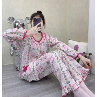  BỘ TAY DÀI CỔ TRÒN BÈO VIỀN MÀU - LANH TOLE VNXK F21 