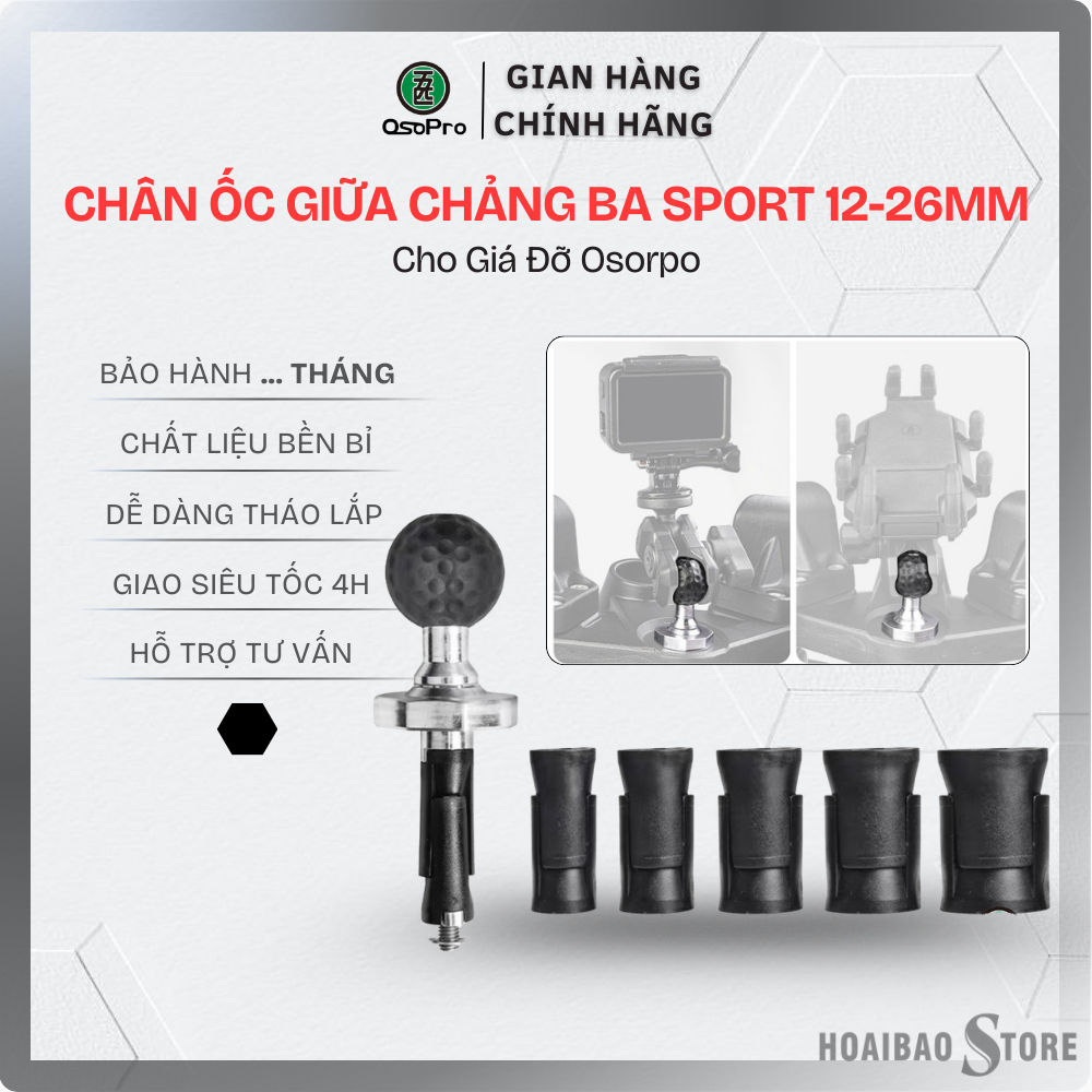 Bộ Chân ốc giữa chảng ba Sport Cho Giá Đỡ OSOPRO Gắn Phụ Kiện