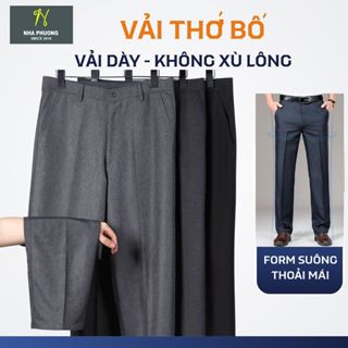 Quần tây nam trung niên vải dày mềm không ra màu loại quần tây nam ống suông form rộng rãi QUAN02