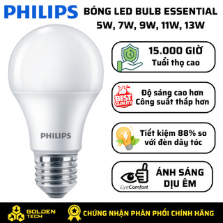  Bóng đèn Philips LED tiết kiệm điện Essential E27 5W 7W 9W 11W 13W  vàng trắng   01 bóng  
