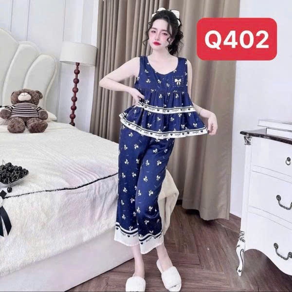Bộ Ngủ Mặc Nhà Q4  Lụa Latin - Lửng 9 Tấc Sát Nách, Mát Mịn, Họa Tiết Sắc Nét Kim Thanh | BigBuy360 - bigbuy360.vn