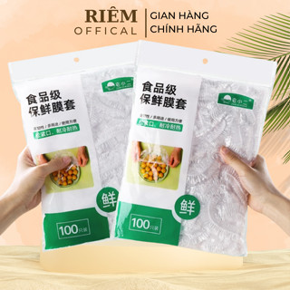  Màng Bọc Thực Phẩm Set 100 Cái Có Chun Túi Bọc Thực Phẩm Đa Năng Bọc Nồi Bát Đĩa Đồ Ăn Giữ Tươi Lâu RIEM 