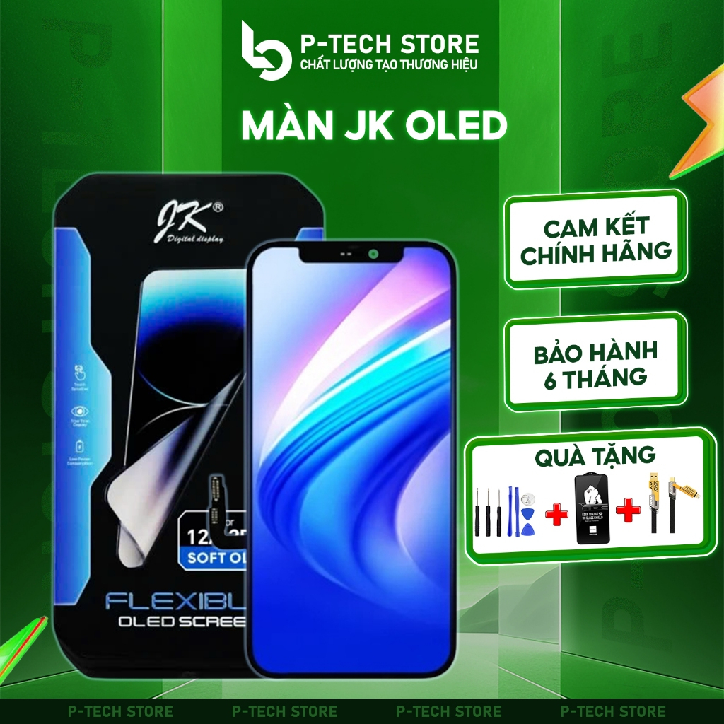 Màn Hình JK Thay Thế Cho IP, Hàng Ép Được Kính, Phôi Dẻo, Hiển Thị 9/10 So Với Màn Zin. Dùng Từ X Đến 14promax