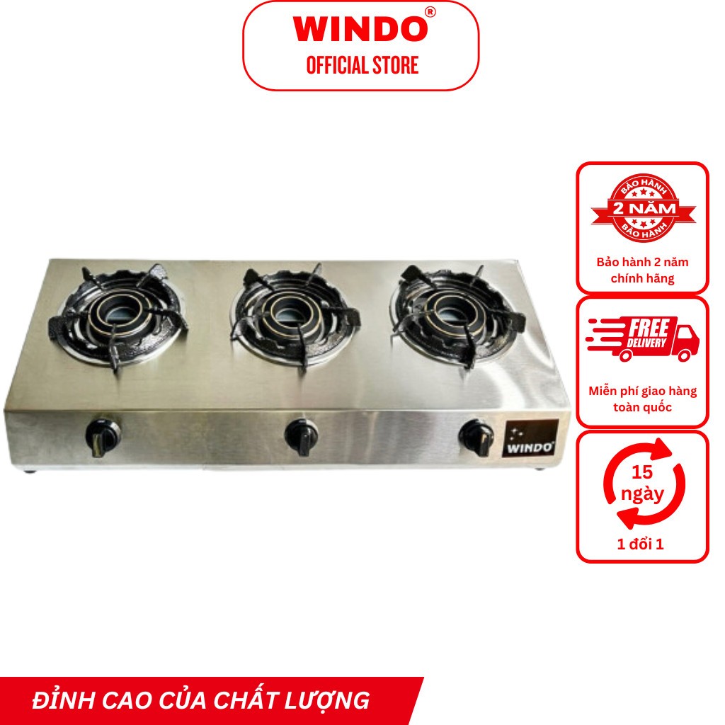Bếp Gas Công Nghiệp Thấp Áp 3 Lò WINDO - 310 | Bếp gas 3 lò sen lửa lớn nấu nhanh hơn