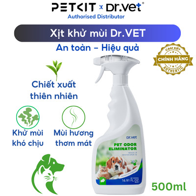 Xịt khử mùi chó mèo DRVET Pet Odor Eliminator an toàn cho thú cưng, chiết xuất thiên nhiên