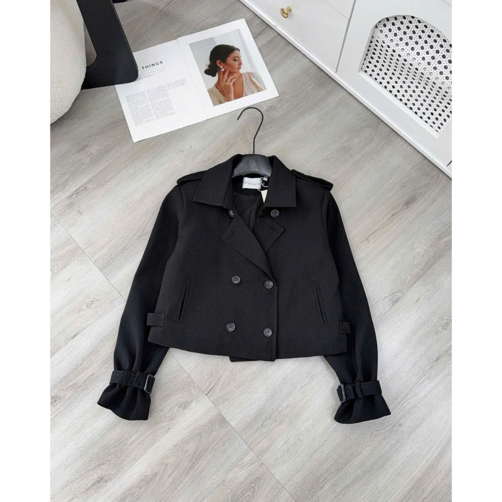 (A.02 Hàng Sẵn Loại 1): Áo Khoác Mangto Cổ Vest Có Đệm Vai 2 Hàng Cúc Dáng Ngắn 3 Màu - Ảnh Thật Lollaye | BigBuy360 - bigbuy360.vn