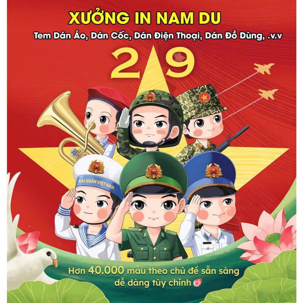 Tem Dán Áo Tại Nhà - Hơn 40.000 ẫu Chủ Đề Việt Nam, Quốc Khánh 2/9