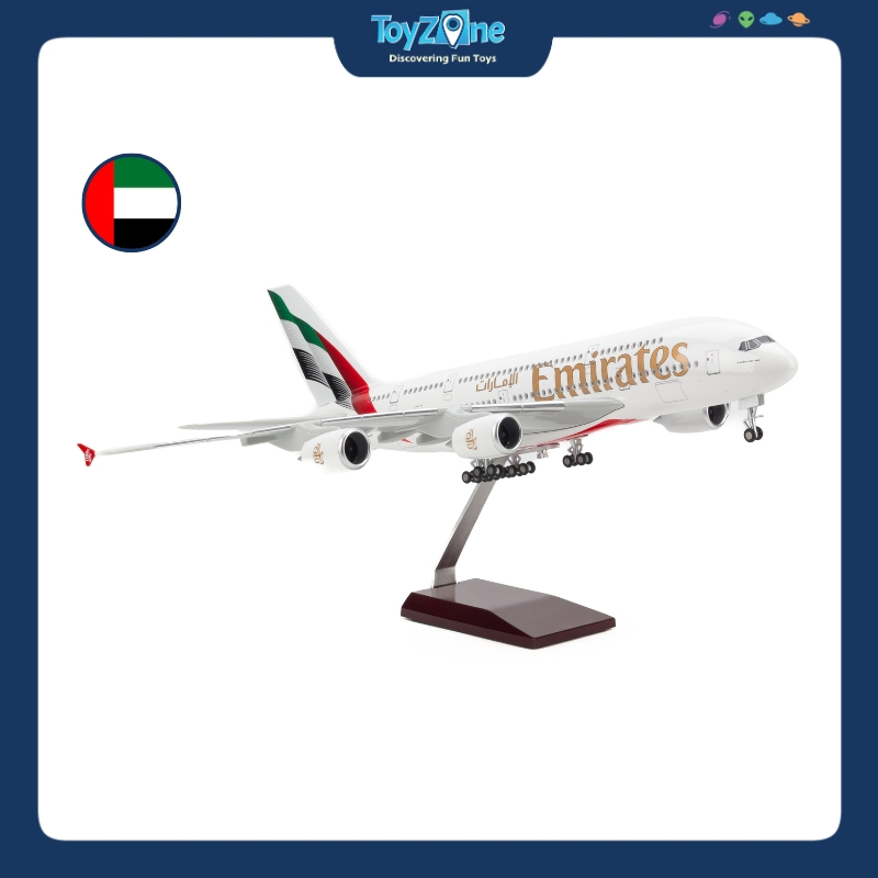 Mô hình máy bay Emirates Airbus A380 47cm lắp ráp có đèn Everfly