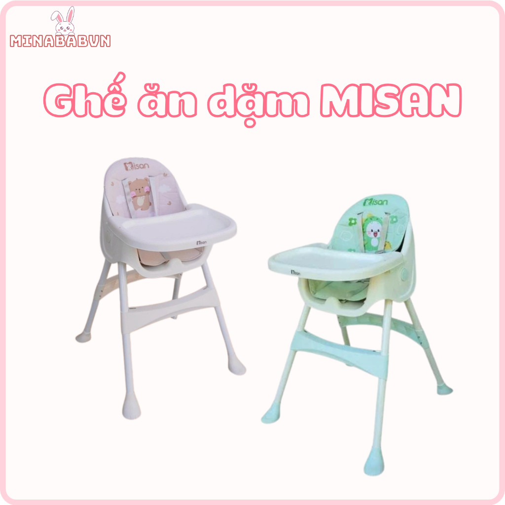 Ghế ăn dặm Misan cho bé điều chỉnh dễ dàng, Ghế ăn dặm Misan gấp gọn cho bé nhiều màu