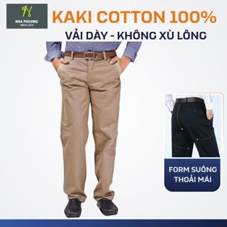 Quần kaki nam ống suông trung niên vải đặt riêng cho Thái Khang loại quần kaki nam form rộng QUAN04
