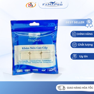  Khăn Nén Du Lịch Magic Napkin Famapro Đa Năng Thấm Hút Cotton Túi Zip 10 Viên 