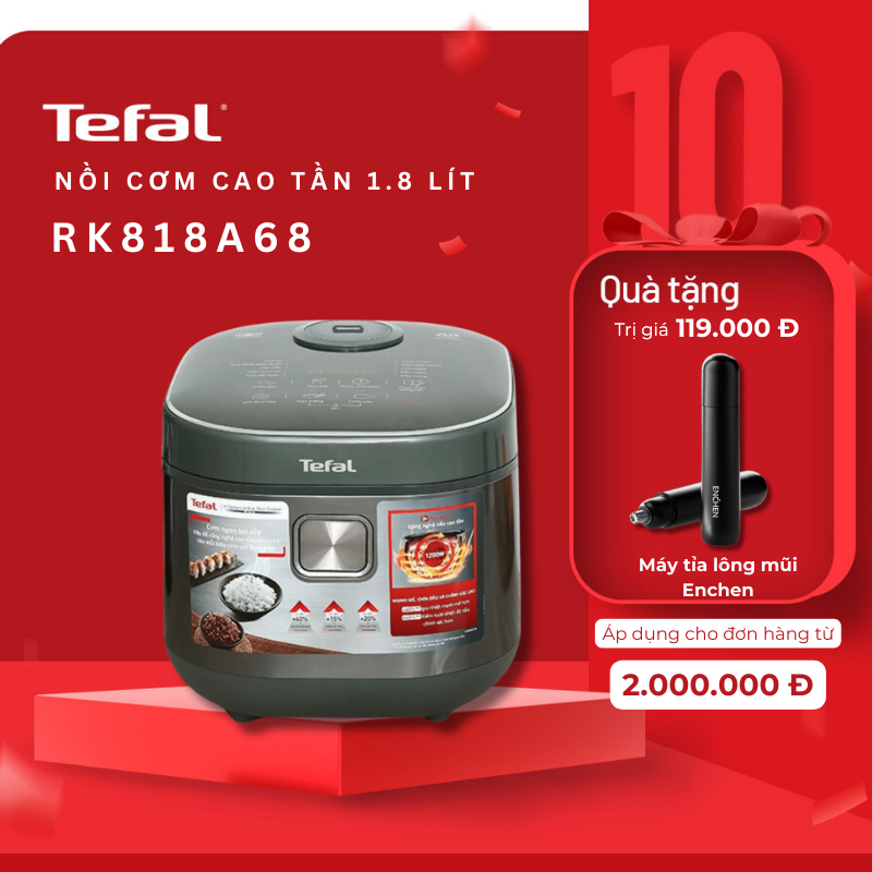 Nồi cơm điện tử cao tần Tefal RK818A68 - 14 chương trình nấu - 1.8L sản phẩm chính hãng / BH 02 năm