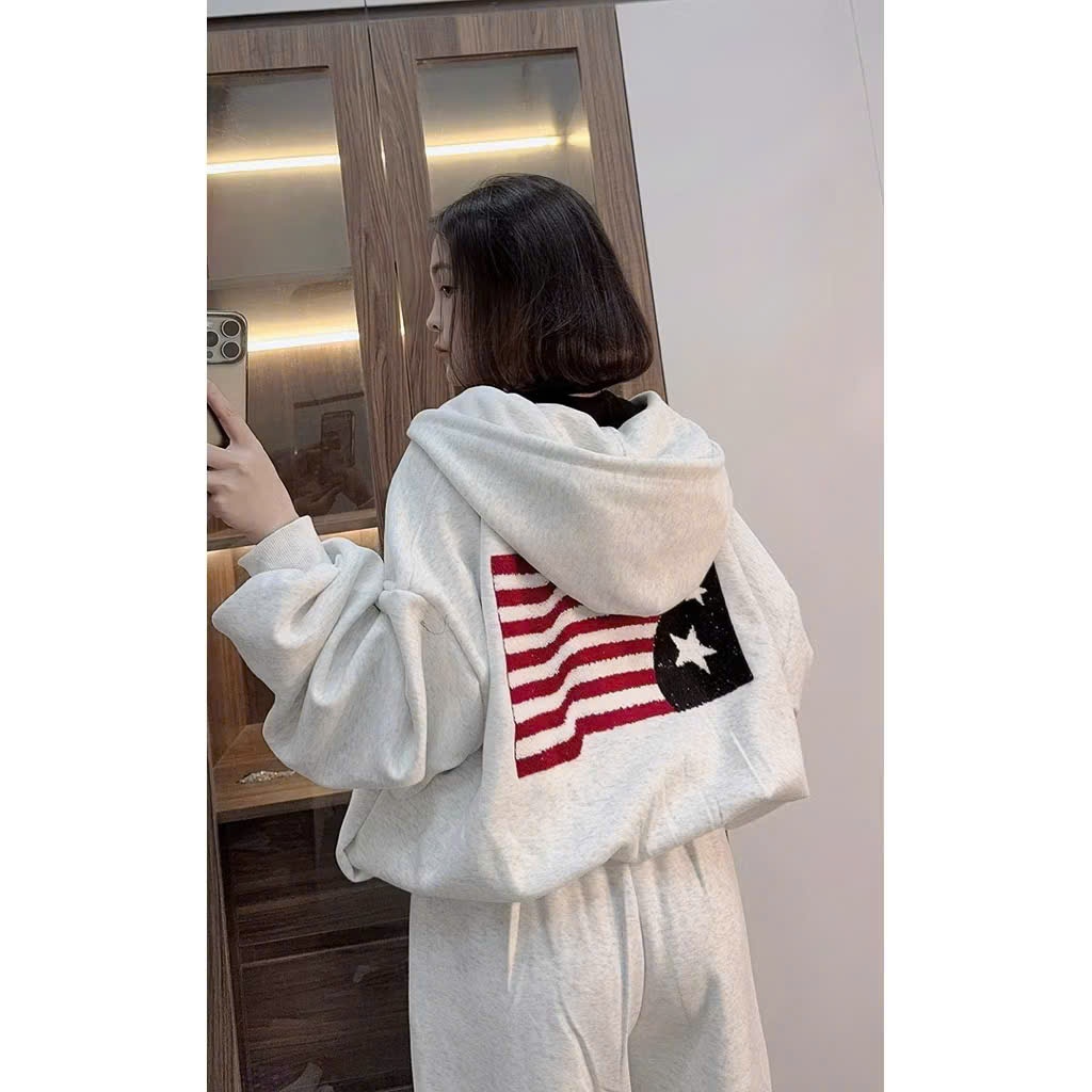 Áo Hoodie Nữ Form Rộng Unisex In Cờ Mỹ Sau Lưng – Áo Khoác Nỉ Dày Dặn, Có Nón, Phong Cách Streetwear Cá Tính | BigBuy360 - bigbuy360.vn