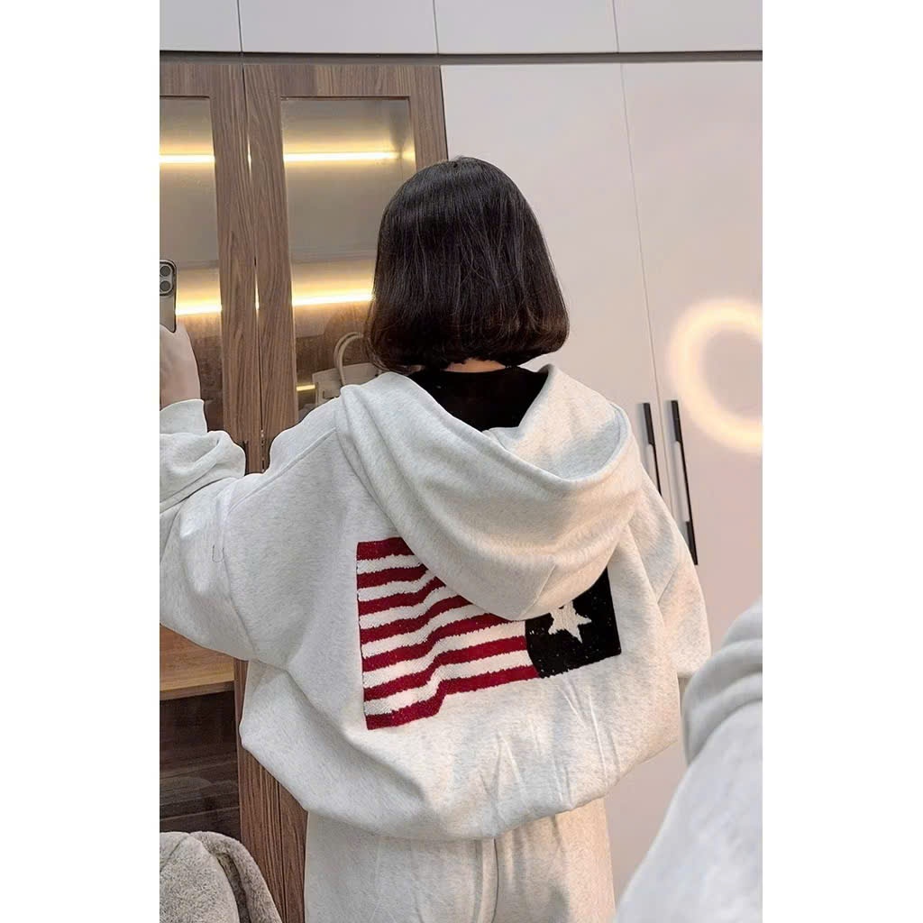 Áo Hoodie Nữ Form Rộng Unisex In Cờ Mỹ Sau Lưng – Áo Khoác Nỉ Dày Dặn, Có Nón, Phong Cách Streetwear Cá Tính | BigBuy360 - bigbuy360.vn