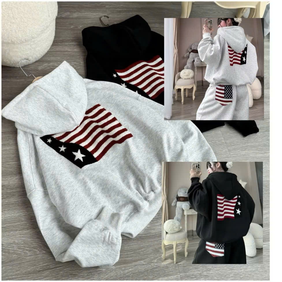 Áo Hoodie Nữ Form Rộng Unisex In Cờ Mỹ Sau Lưng – Áo Khoác Nỉ Dày Dặn, Có Nón, Phong Cách Streetwear Cá Tính | BigBuy360 - bigbuy360.vn