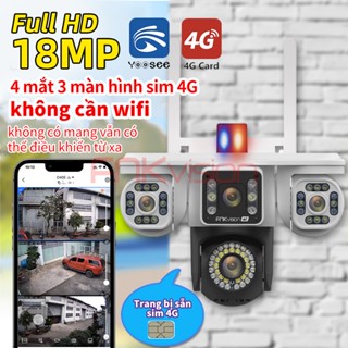 Yoosee 3 mắt 18MP D38Z/4G ,FNKvision Camera năng lượng mặt trời 4G xoay chuyển Tiền điện 365 ngày 0 đồng quan sát 360 độ