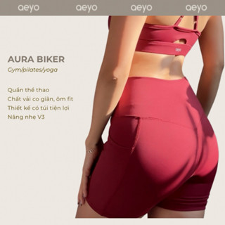  Quần đùi thể thao nữ Aura ver.3 aeyo - quần biker tập gym yoga pilates cạp cao có túi 