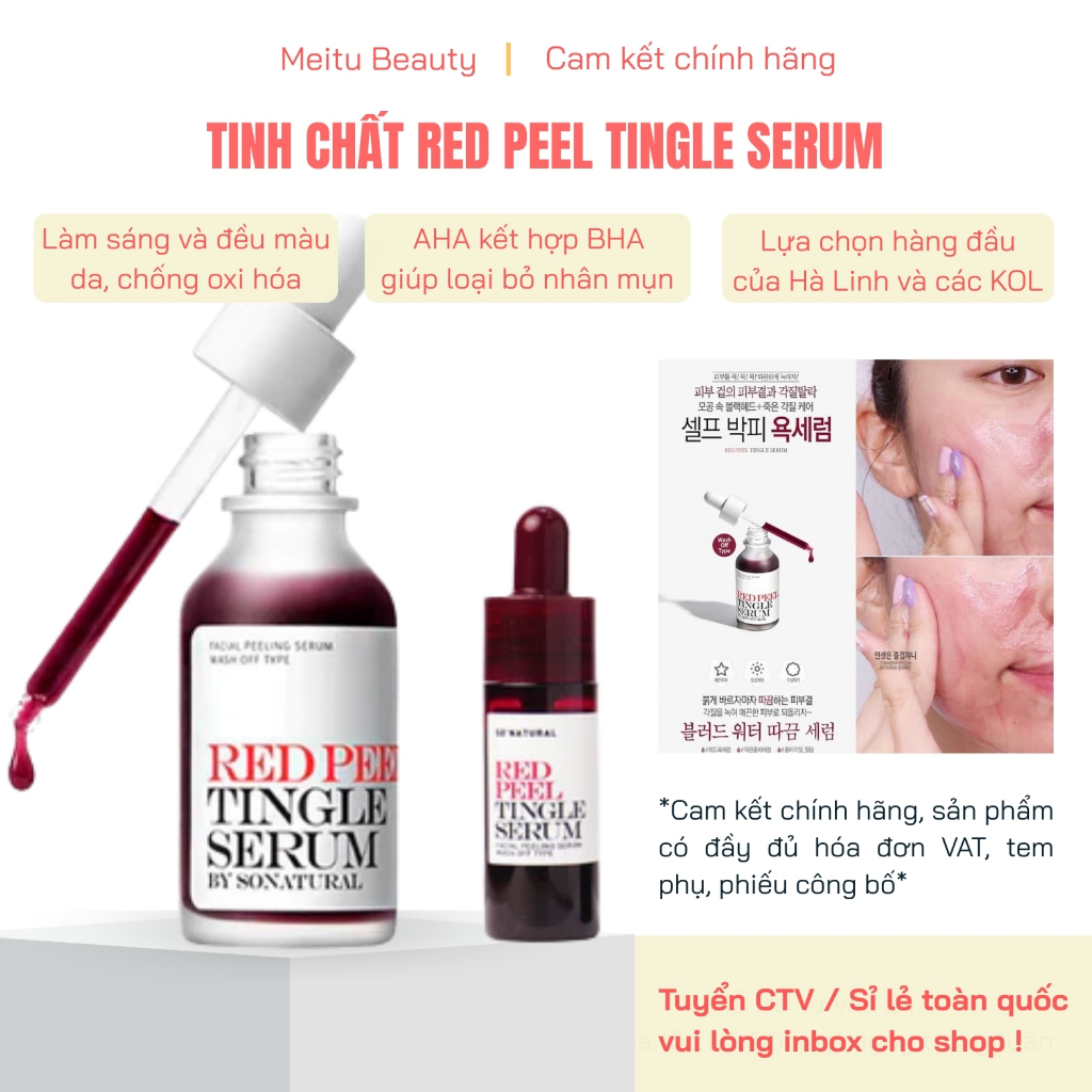 Serum Red Peel Tingle mờ thâm dưỡng trắng, Peel da Red Peel hàng c.ty có tem phụ, Meitu Beauty
