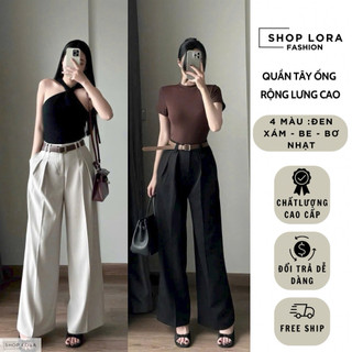  Quần ống rộng nữ  quần tây ống suông lưng cao phong cách Hàn Quốc vải xước mềm mịn  thoáng mát  không nhăn MS899 
