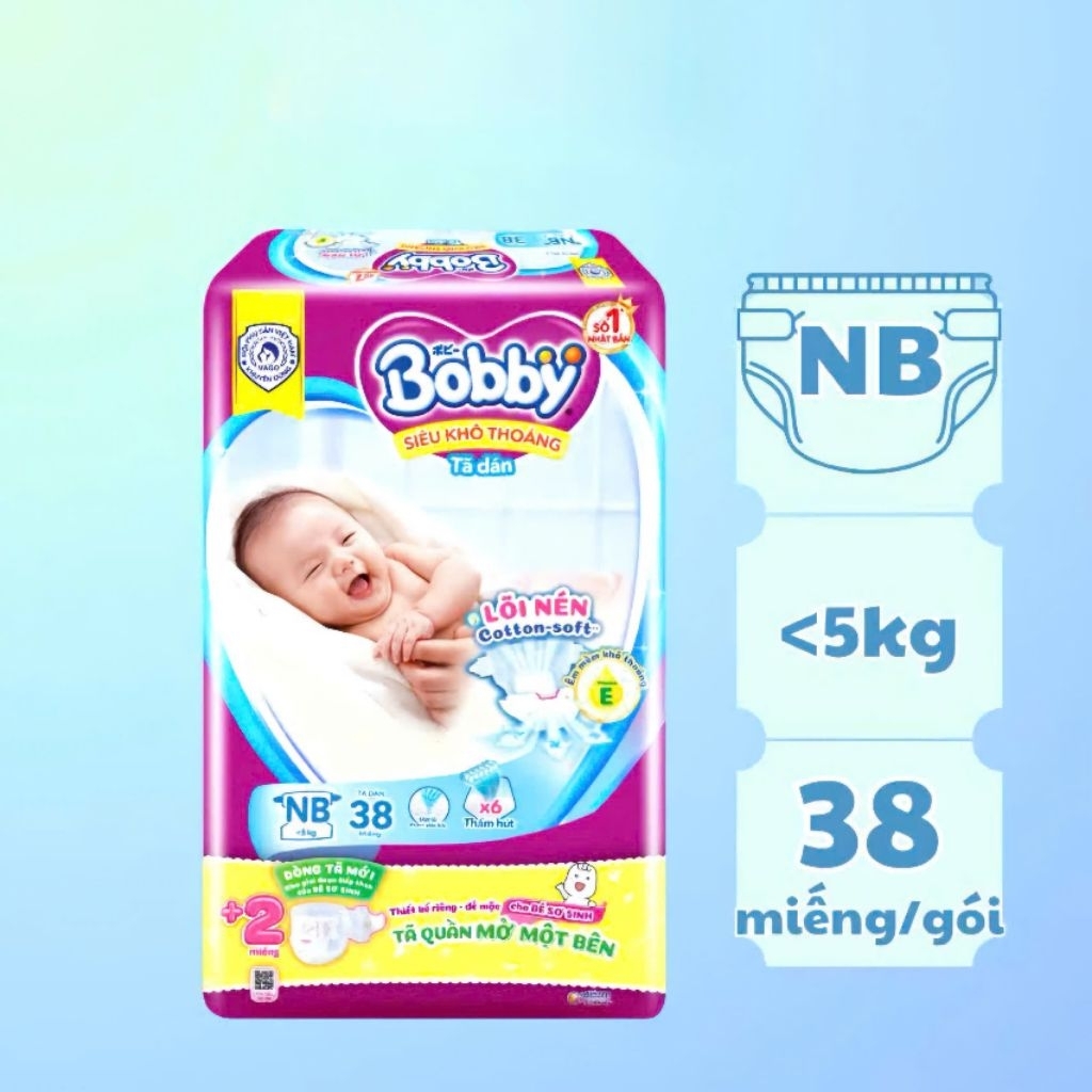 Bịch 38 Miếng Tã Dán Bobby Cho Bé Sơ Sinh