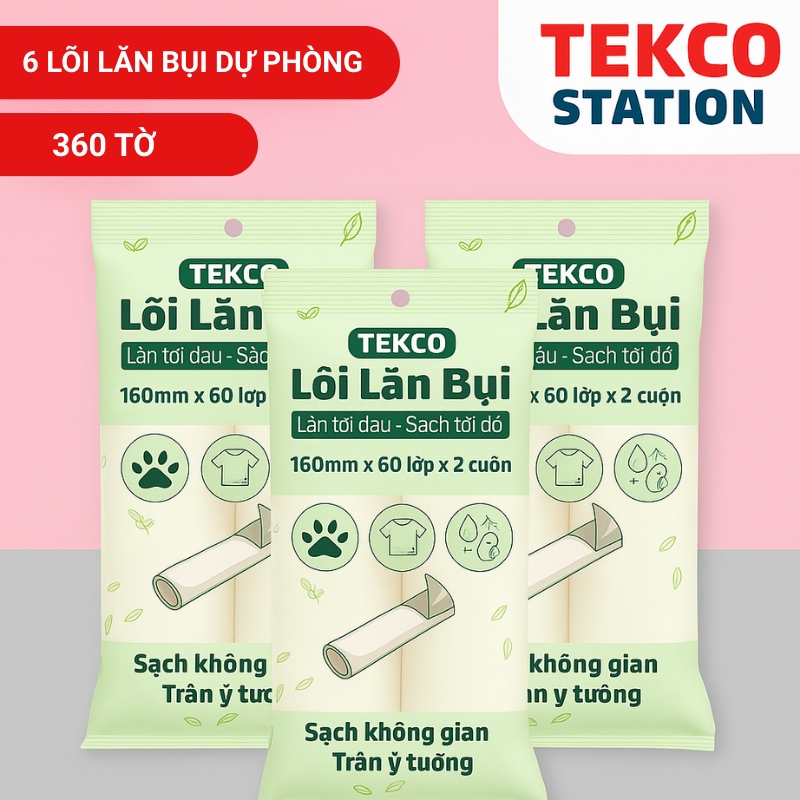 [COMBO 6] Lõi Lăn Bụi Dự Phòng Thay Thế (Loại Túi 2 Lõi) - Lõi Cây Lăn Bụi 10cm, 16cm Loại 60 Tờ (FSTS)