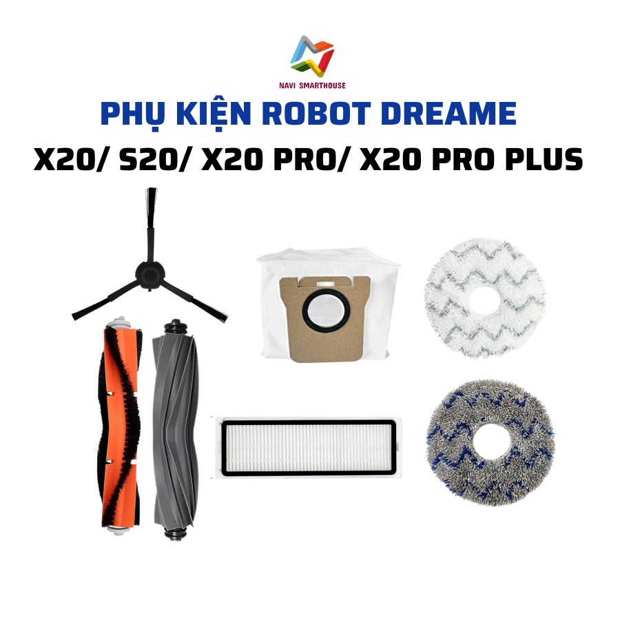 Phụ kiện robot hút bụi dreame X20, S20, X20 pro, X20 pro plus lọc, khăn, chổi lăn, chổi cạnh,túi rác