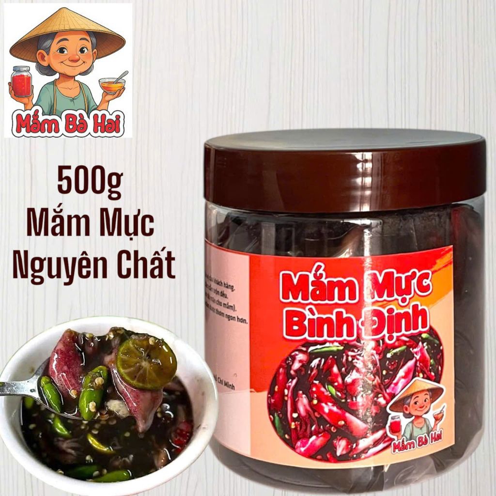 500g, Mắm Mực nguyên chất Bình Định, mực muối mặn mắm miền trung, đặc sản miền trung, nước chấm,