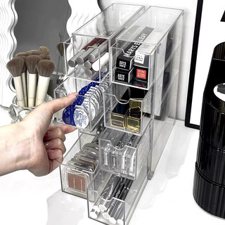 Hộp Đứng 4 Ngăn Trong Suốt Đựng Bảo Quản Son Cọ Đựng Đồ Đa Năng