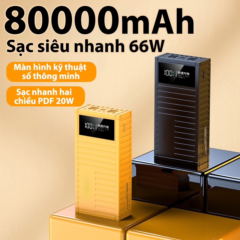Bùng nổ 100000mAh sạc dự phòng 50000mAh,2 cổng sạc đầu vào, 4 cổng USB sạc, hiển thị dung lượng kỹ t