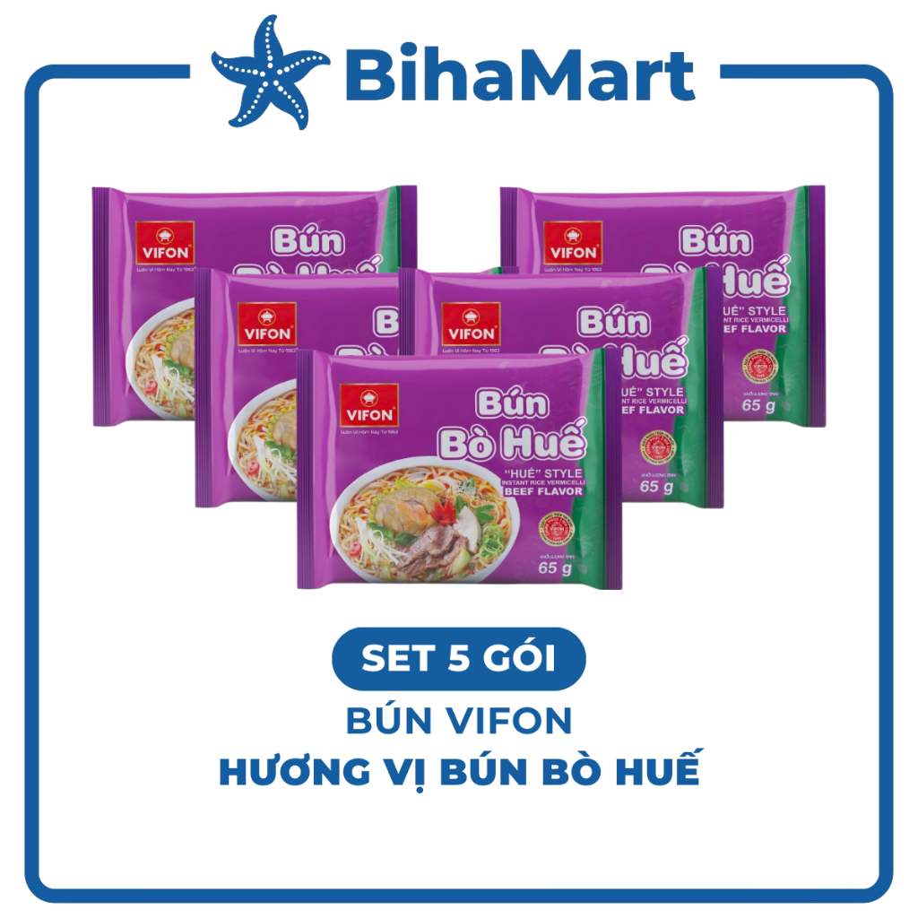 [SET 5 GÓI] - VIFON - Bún Vifon hương vị Bún bò Huế, Bún bò Huế Vifon Bún bò Huế, Bún bò Vifon Bún b