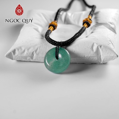 Mặt dây chuyền đồng điếu đá thạch anh dâu xanh 20mm - Ngọc Quý