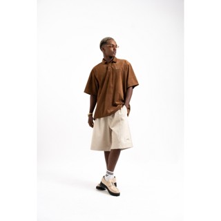 Áo Thun Polo Unisex URBAN MONKEY 3D Quote Polo Da lộn nâu tím Form Oversize Nam Nữ Local Brand