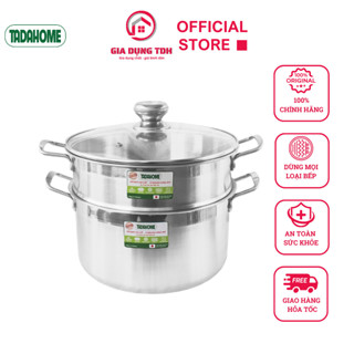 Bộ Nồi Xửng Hấp TADAHOME Dày 6 Dem Dùng Mọi Loại Bếp, Xửng Hấp Inox 2 Tầng Size Từ 20-32cm - TDH